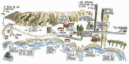 Cala Bolnuevo playa nudista map