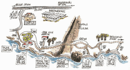 Cala Leño playa nudista map